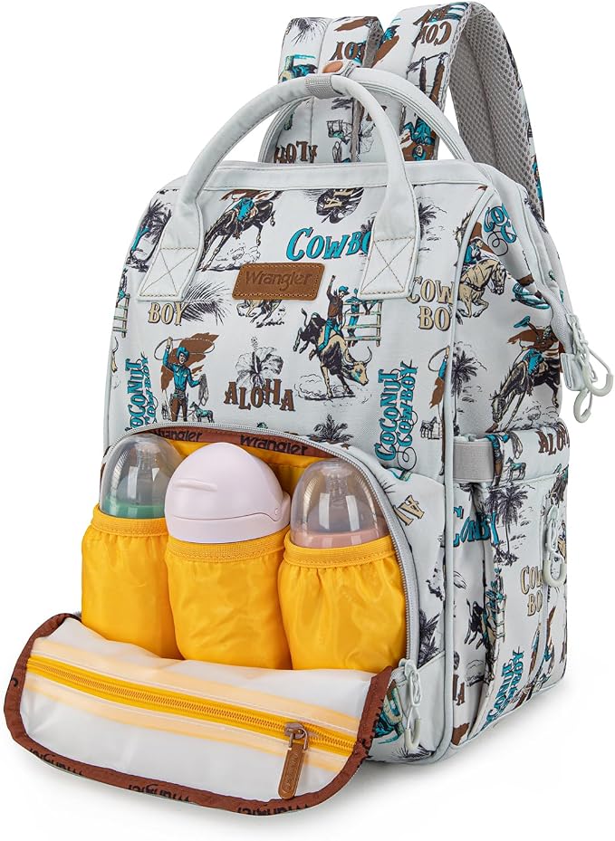 Montana West Wrangler Callie Diaper Bag Backpack with Stroller Straps Western Pattern Multifunction Baby Travel Bag WG2204-91102BG - Image 2