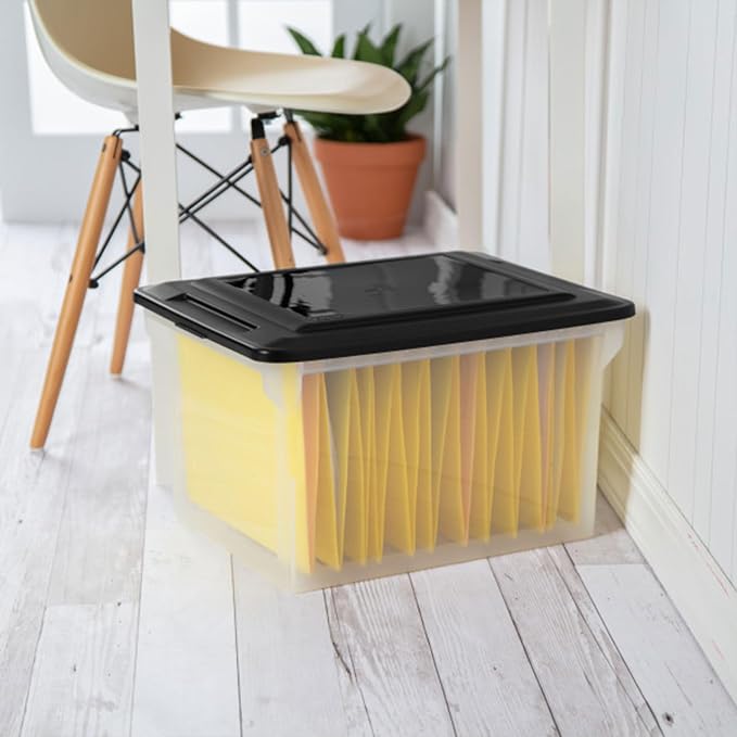 Sterilite File Box Tote with Lids for Letter and Legal Folders, 16-Pack | Stackable Plastic Document Storage and Paper Organizer for Home, Office, Desk, and Dorm Organization - Image 5