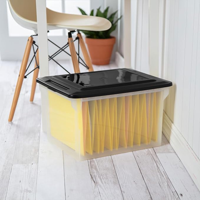Sterilite File Box Tote with Lids for Letter and Legal Folders, 8-Pack | Stackable Plastic Document Storage and Paper Organizer for Home, Office, Desk, and Dorm Organization - Image 5
