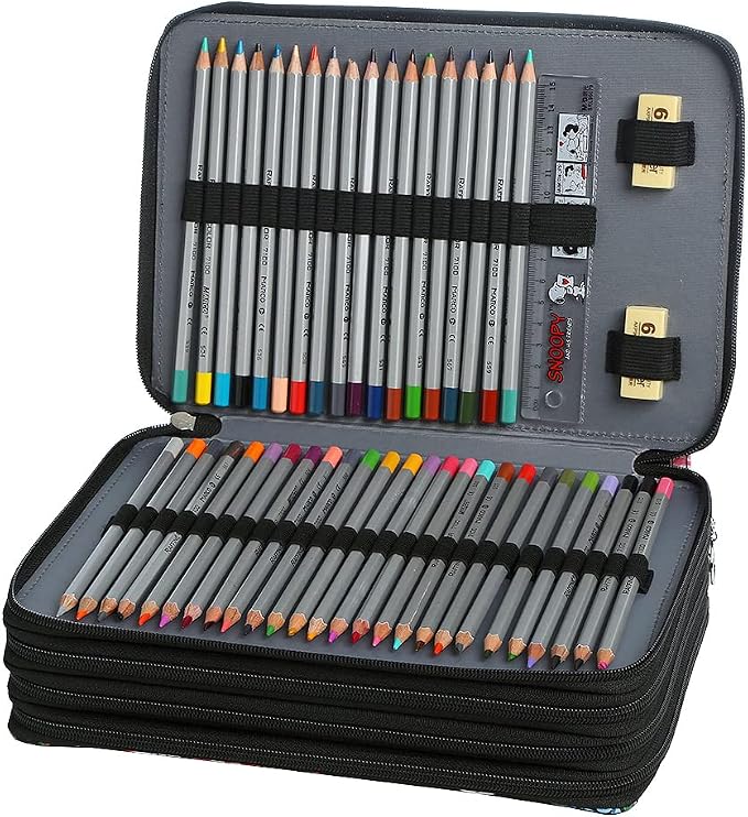 200 Slots Colored Pencil Case Organizer, 4 Layer Bag | Twill Oxford fabric,203 elastic loops,detachable handle,for travel, home storage,drawing tools,creative gifts - Image 3