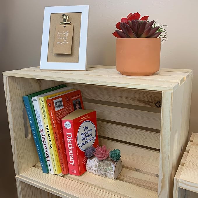 Wilson Large Wooden Pine Crate for Storage and Decoration at Home, Office, Kitchen, Bedroom, and Retail (12.5"x9.625"x17.875")(1) SINGLE CRATE - Image 5