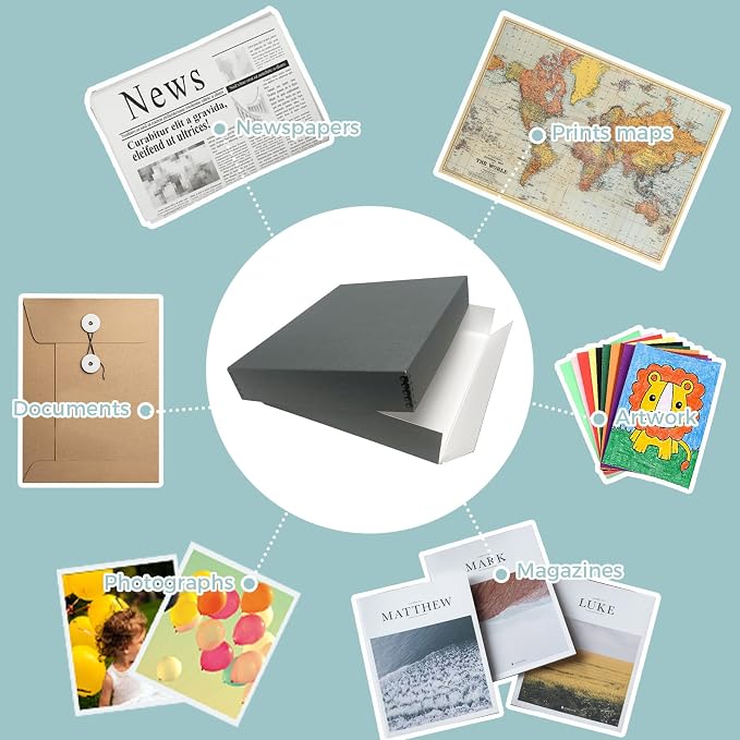 Golden State Art, Archival Storage Box, Gray, 14.75x18.75x3 Inch, Pack of 2 | Acid-Free Museum Box with Metal Edge Corner, for Storing Artwork Photos Documents Prints Arts And Crafts - Image 7