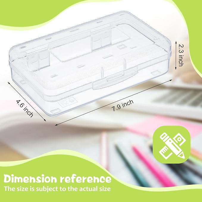 Outus 5 Pcs Plastic Pencil Box Large Crayon Maker Box with Snap Lid Plastic Pencil Case Office Supplies Organizer for Craft Painting Brush (Clear) - Image 2