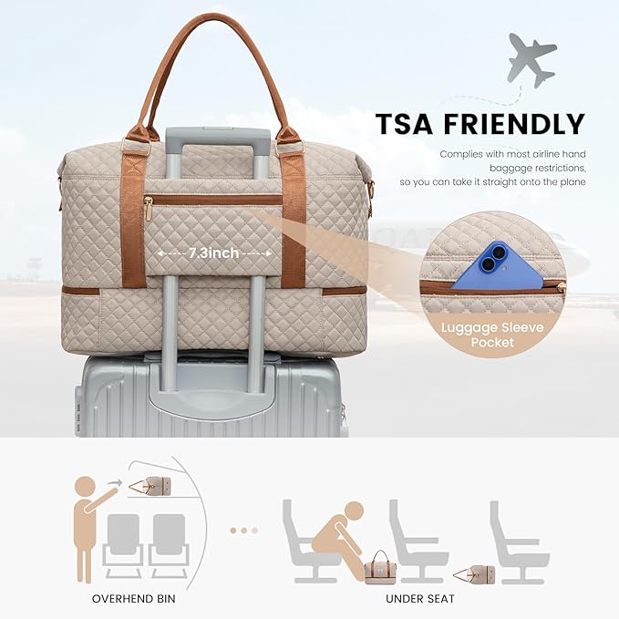 LOVEVOOK Travel Duffle Bag,Weekender Bags for Women with Shoe Compartment，Carry on Overnight Bag with Toiletry Bag,Gym Duffel Bag with Wet Pocket, Hospital Bags for Labor and Delivery - Image 4
