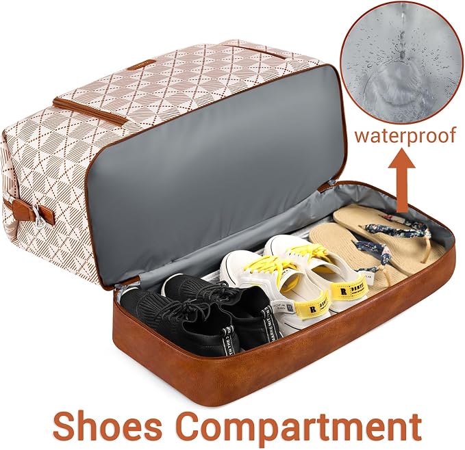 TIBES Travel Weekender Bag for Women, Overnight Bag with Shoe Compartment | 3PCS Large Travel Duffel Bag for Gym, Travel, Hospital, Business Trip, Carry On Tote, Wet & Dry Separation, Water Resistant - Image 3