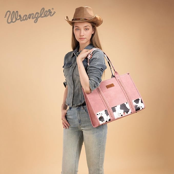 Montana West × Wrangler Tote Bag for Women Western Cow Print Purse Designer Top Handle Handbags - Image 2