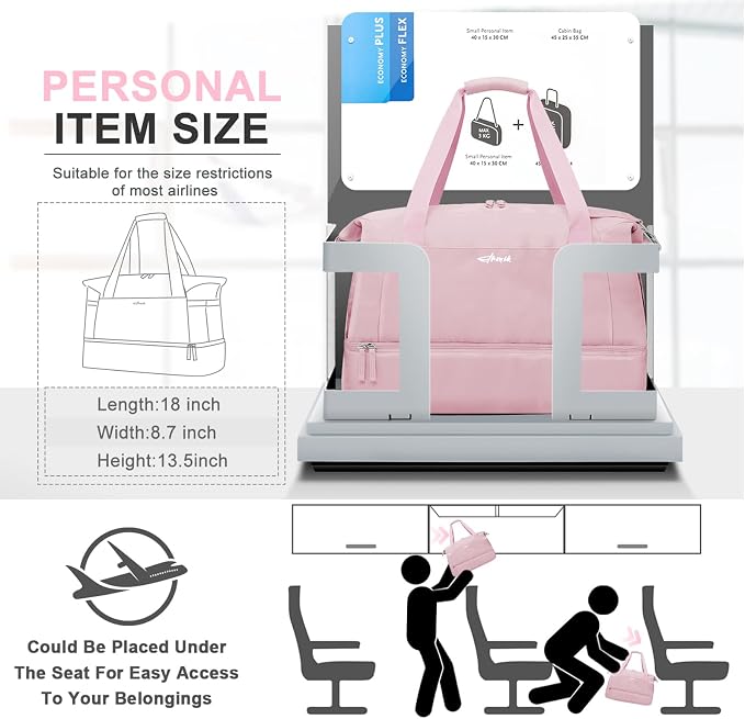 Gym Bag for Women, Personal Item Travel Bag with Shoes Compartment for Trip | Weekender Overnight Duffel Bag with Wet Pocket, Hospital Bag for Women Labor Delivery, Carry On Bag for Travel, Gym, Weekend - Image 2