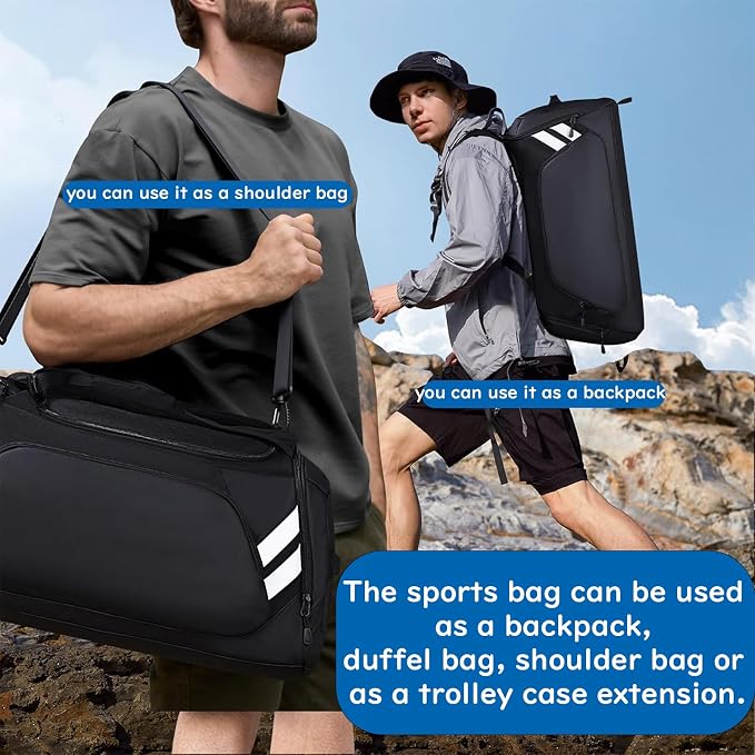 WOLFILIST 4-in-1 Gym Bags for Men/Women, Large Sports Duffle Bag for Travel | Gym Workout Backpack with Shoes & Wet Compartment, Sports Bag for Training, Sauna, Fitness, Swimming, Weekender Overnight Bag - Image 5