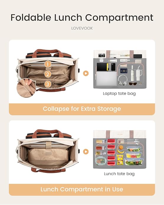 LOVEVOOK Teacher Tote Bag for Women,Multi-pocket Laptop Bag with Large Cup Holder,Nurse Bags Work Travel Computer Handbag - Image 6