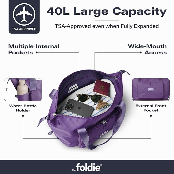 The Foldie Foldable Travel Bag for Women - 40L Weekender Bag with Multiple Pockets - Carry On Expendable Travel Bag - Image 3