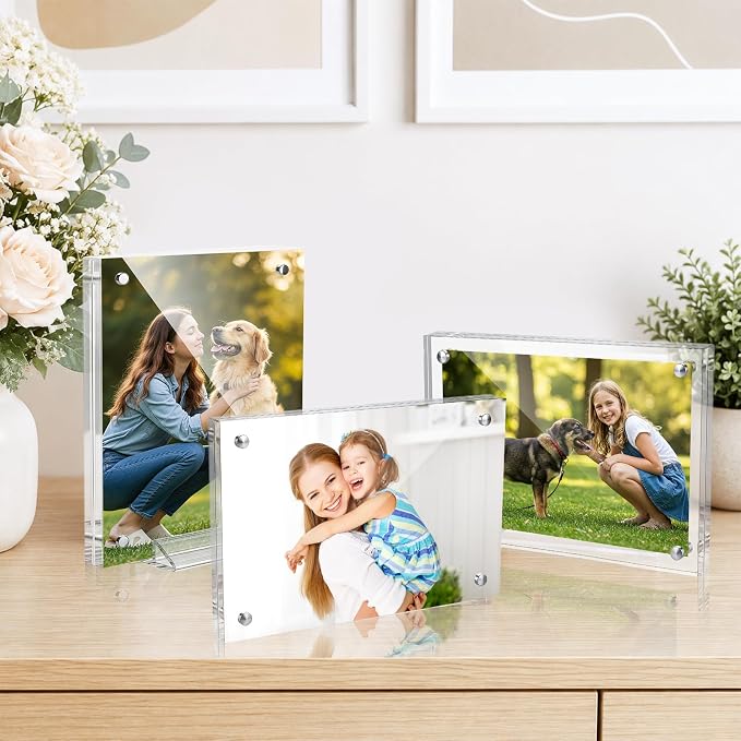 5X7 Acrylic Picture Frame with Stand Clear Magnetic Photo Fridge | Desktop Frameless Photo frame,Can be placed vertically,laid flat,or attached to the fridge,for Family, Baby, Friend Best Gift - Image 6