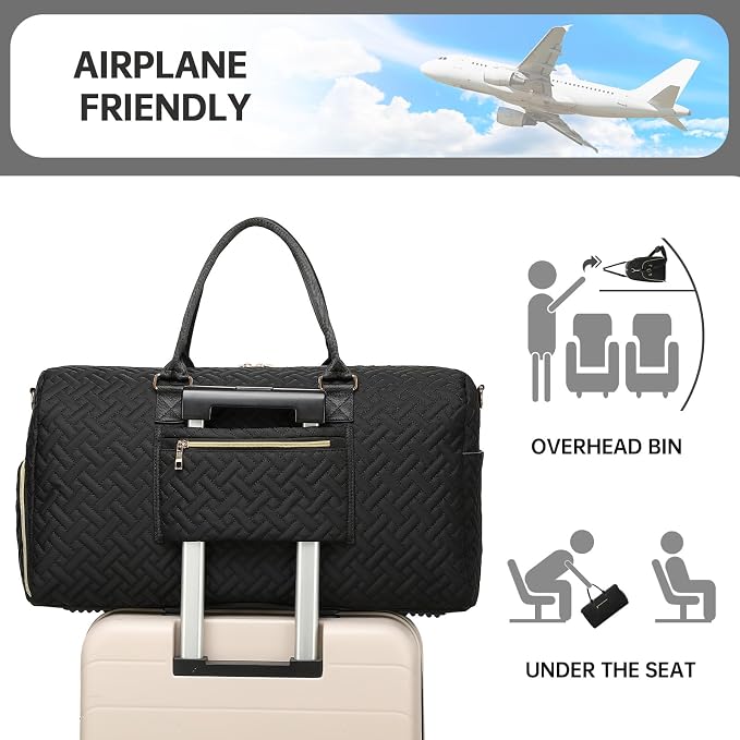 Duffle Bag for Travel, Weekender Bag with Shoe Compartment, Carry On Overnight Bag for Women with Toiletry Bag, Gym Bag with Wet Pocket, Hospital Bags for Labor and Delivery Beige - Image 4