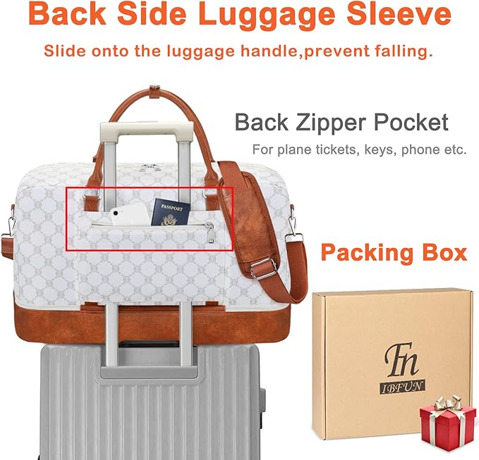 Weekender Bags for Women, 21" Travel Duffle Bag with Shoe Compartment | 3PCS Carry On Overnight Large Duffel Bag with Crossbody Bag and Toiletry Bag for Weekend Travel Gym Hospital Business Trip - Image 5