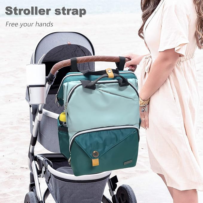 Hap Tim Baby Diaper Bag for Boys Girls, Large Backpack Diaper Bags with Double Compartments, Baby Registry Search Shower Gifts Stuff Newborn Must Haves, Green（7340-GR） - Image 3