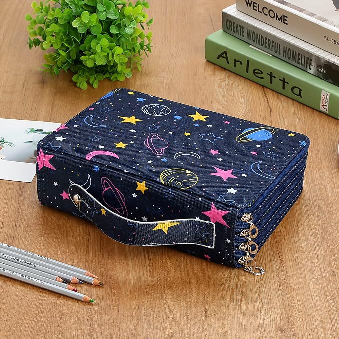 200 Slots Colored Pencil Case Organizer, 4 Layer Bag | Twill Oxford fabric,203 elastic loops,detachable handle,for travel, home storage,drawing tools,creative gifts - Image 6