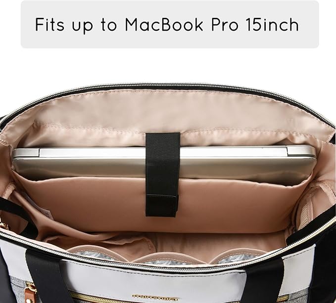mommore Breast Pump for Spectra S1/S2 & Medela, Diaper Bag Travel Tote | Pumping Tote Bag with Insulated Pockets, Work Bag for Breastfeeding Mom with 15" Laptop Sleeve & Changing Pad - Image 7