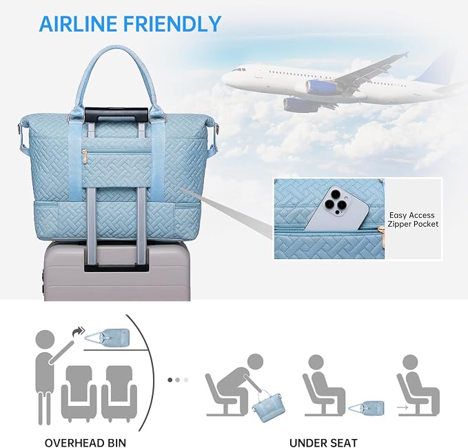 Duffle Bag for Travel, Weekender Bag with Shoe Compartment, Carry On Overnight Bag for Women with Toiletry Bag, Gym Bag with Wet Pocket, Hospital Bags for Labor and Delivery Beige - Image 4