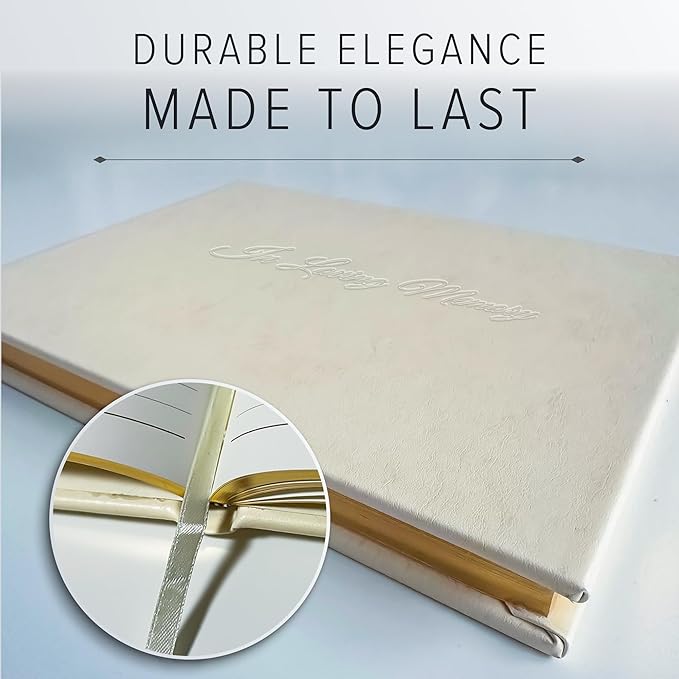 Gallery Leather Funeral Guest Book for Memorial Service and in Loving | Memory with 192 Lined Pages - Hardcover, Bound Leather Guest Sign in Book - 7 x 9 - Acadia Burgundy - Image 5