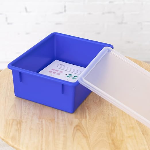 ECR4Kids Letter Size Tray Organizer with Lid, Large, 10-Piece, Assorted | Durable plastic, GREENGUARD Gold Certified, 1 gallon capacity, stackable/nestable, easy-lift lids, classroom & home use - Image 10