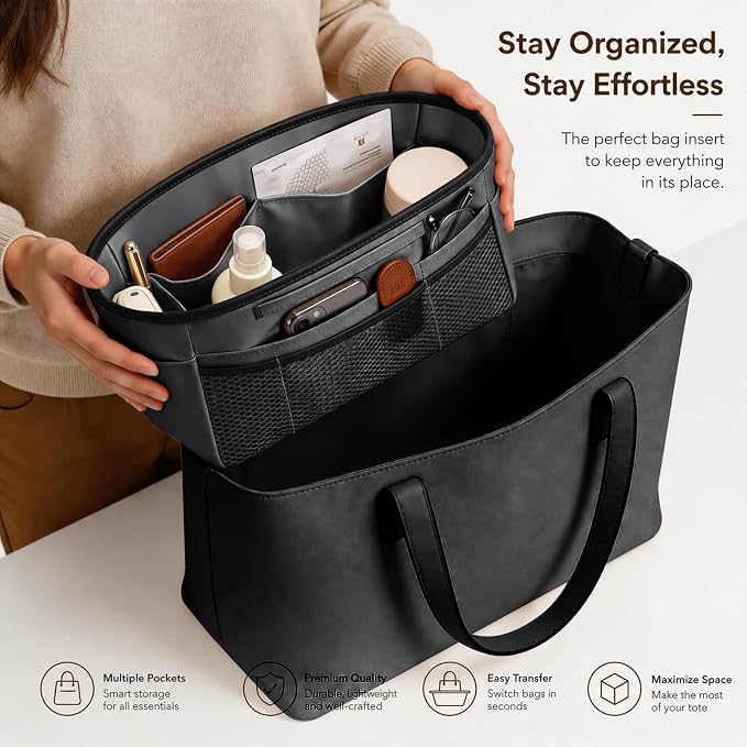 GIVLEFLY Purse Organizer Insert for Tote Bag, 12.99 Inch Satin Bag Organizer, Multi Pocket Handbag Organizer for Everyday Totes - Image 5