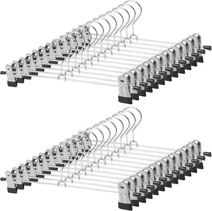 GoodtoU Pants Hangers, 30Pack Skirt Hangers with Clips Metal Hangers for Pants Clips Men Women Kids Trouser Shorts Jeans Clothes by GoodtoU