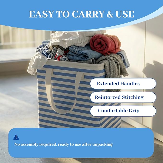 6Pack Large Laundry Hamper Collapsible Laundry Baskets, Waterproof Freestanding Laundry Hampers Plastic Laundry Basket in Back-to-School Season, Laundry Room, Dormitory, Bedroom (75Lx6, Bule) - Image 5