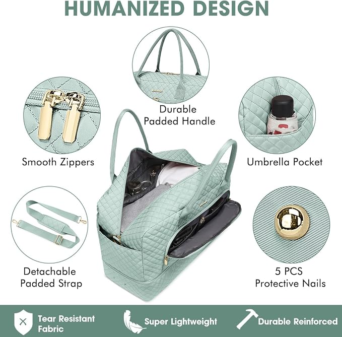 Travel Duffle Bag Weekender for Women - 38L Carry-On Overnight Bag Personal Item Bag with Shoe Compartment & Wet Pocket Weekend Tote Bags with Toiletry Bag Hospital Bags for Labor and Delivery - Image 5