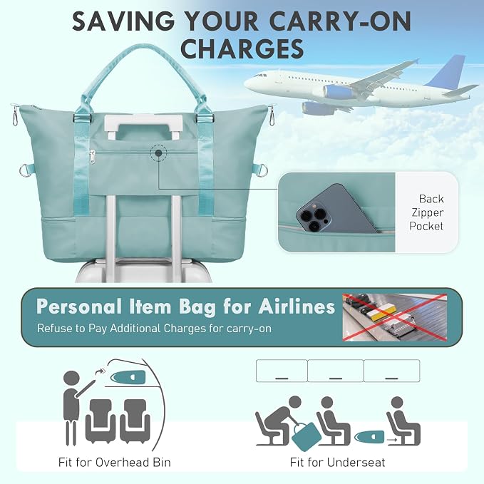 WOOMADA Weekender Overnight Bag for Women, Shoulder Travel Duffel with Shoes Compartment,Gym Bag with Toiletry Bag - Image 6