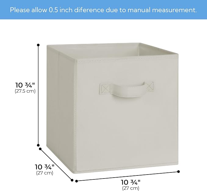 Cupic Cupid 6-Pack 11x11 Storage Cubes, Storage Organizer Bins, Light Gray | Foldable, Reinforced Front Handle, Holds Clothes, Blankets, Daily Essentials, Fits Closet, Shelves, Bedroom, Nursery - Image 3