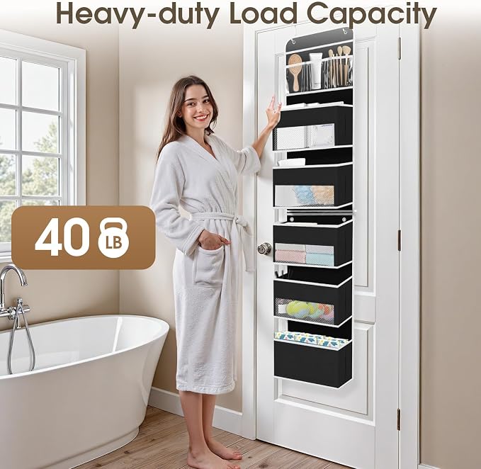 1Pack Over The Door Organizer Large Capacity Hanging Storage Room Organizer | 40 lb Capacity, Ultra-Sturdy, Detachable, Mesh Design with Clear Window, Space-Saving Organizer for Pantry, Nursery & Closet - Image 5