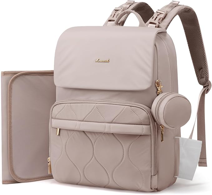LOVEVOOK Diaper Bag Backpack, Baby Travel Bags for Boys & Girl, Toddler Waterproof Diaper Bag w/Changing Pad (Camel, 15.6''-Small) by LOVEVOOK