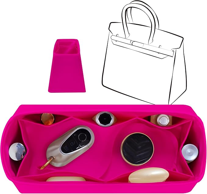 Fits for Brikin Bag Insert Organizer For Hermes(25 R,Magnolia) | Premium Silk Material,Smooth Touch,Lightweight,zipper,protect from scratches & stains,multiple pockets,keychain,waterproof by JLYZMoon
