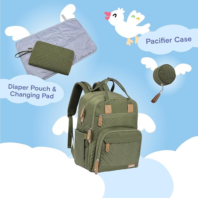 iniuniu Baby Diaper Bag Backpack, 4 in 1 kit Large Capacity Travel Backpack | Waterproof Backpack for Moms Dads,Travel Backpack with Pouch,Washable Changing Pad, Baby Essentials - Image 6