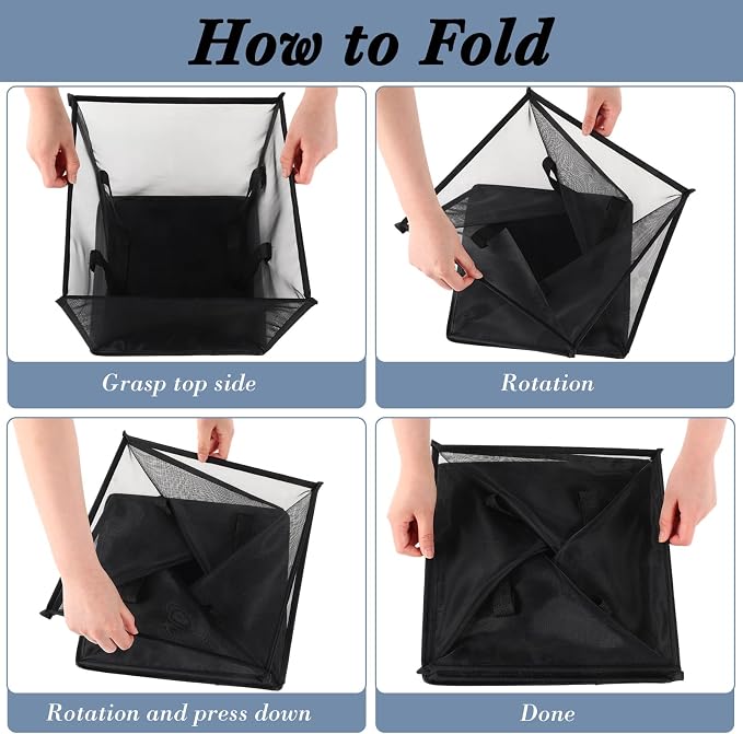 Zopeal 6 Pack Collapsible Mesh Laundry Basket, Multicolor, Single-layer | 13 Inch Square with Handles, Portable Foldable Hamper, Mesh See-through, Space Saving for Dorm Bedroom Laundry Room - Image 4