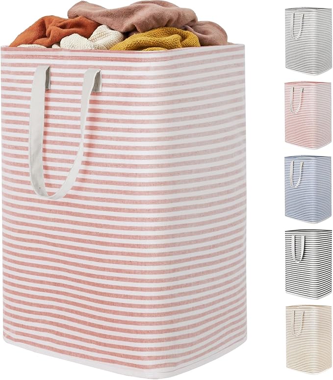 Lifewit 1 Pack Laundry Basket 80L Each, Collapsible Clothes Hamper with Reinforced Handles, Freestanding Waterproof Design for Bedroom and Laundry Room, Pink 80L Total by Lifewit