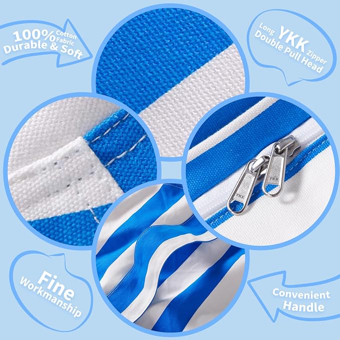 Wekapo Stuffed Animal Storage Bean Bag Chair Cover for Kids | Stuffable Zipper Beanbag for Organizing Children Plush Toys Large Premium Cotton Canvas (Blue, X-Large) - Image 4