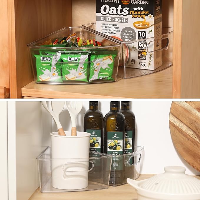 Lazy Susan Organizer Bins,10.2”x 9.4”x 4”, 26" Diameter(6) | Clear, Durable, Kitchen Cabinet Storage Bin Set, Food Safe, Non-Slip Pads, BPA Free - Image 7
