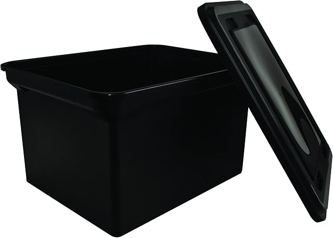 Advantus File Tote with Lid, 18 x 10.75 x 14 Inches, Black, Case of 8 (34052CT) by Advantus
