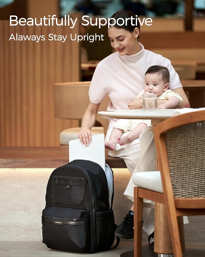 Momcozy Diaper Bag Backpack for Travel & Work - Waterproof and Multi-Pocket | Baby Bag with changing pad,mom bag with Insulated Pouch, Stroller Straps & Laptop Compartment - Image 7