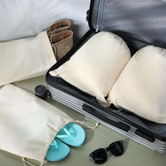 Hillban Shoes Bag for Travel Storage Dust Proof Cotton Drawstring Bag Breathable Pouch for Travel Home Pantry Accessories - Image 3