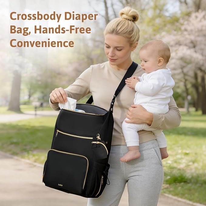 Lekesky Pañaleras para bebe, Diaper Bag Backpack for Baby, Large Capacity Diaper Bag with 16 Pockets, 1.52lb Lightweight Waterproof Diaper Backpack with Changing Pad, Stroller Bag for Mom Dad Travel - Image 6