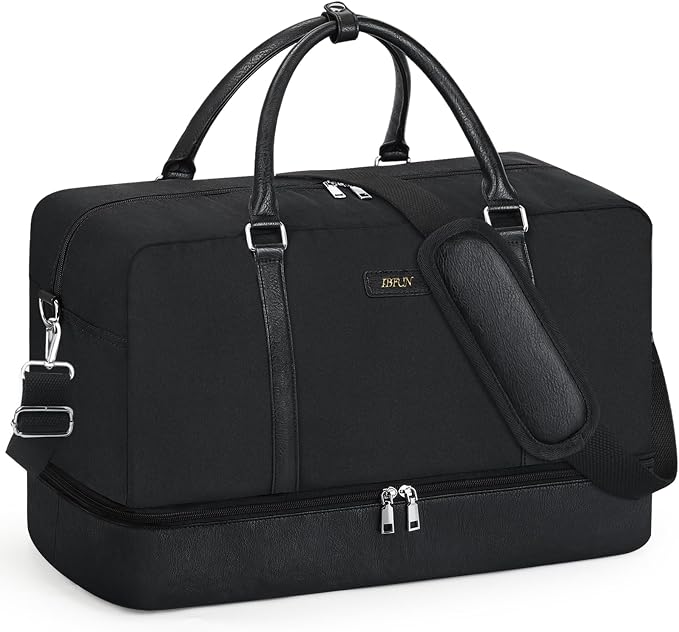 Weekender Bags for Women, 21" Travel Duffle Bag with Shoe Compartment | 3PCS Carry On Overnight Large Duffel Bag with Crossbody Bag and Toiletry Bag for Weekend Travel Gym Hospital Business Trip by IBFUN