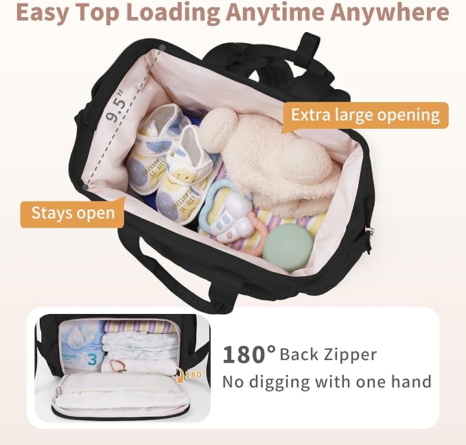 CEI-CEI Diaper Bag Backpack for Mom and Dad, Puffer Baby Bag Backpack with Insulated Pocket, Water-Resistant, Unisex Travel Backpack with Changing Pad & Stroller Straps - Image 3