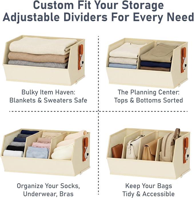 Hanging Closet Organizer Extra Large, Clothes Hanging Shelves for Closet with Divider, Collapsible Closet Storage System, Fabric Storage Bins for Home, Dorm, Rv, Sweaters, Handbags, Underwear, Sock - Image 5