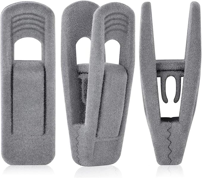 TOFIIGREM Grey Velvet Hangers Clips 50 PCS, Non-Slip Velvet Skirt Hanger Clips for Velvet Hangers, Strong Finger Clips Perfect for Kids Velvet Hangers Skirt Pant Clothes Gray Velvet Hangers by TOFIIGREM