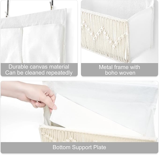 Mkono Macrame Over The Door Organizer and Hanining Laundry Hamper - Image 6
