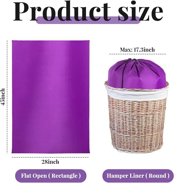 Woanger 12 Pack 28 x 45 Inch Extra Large Laundry Bags Bulk, Purple | Washable Polyester, Drawstring Closure, For Clothes and Bedding, Foldable for College Dorms, Hotels, Camping and Travel - Image 2