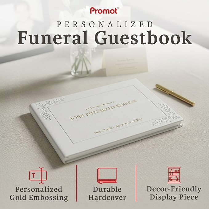 Funeral Guestbook - Guestbook for Funeral Celebration (White) | Elegant Memorial Keepsake, Premium Hardcover Construction, Thoughtfully Designed for Services, Lasting Tribute to Loved Ones - Image 2