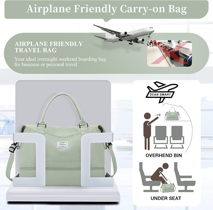 Weekender Bags for Women, Personal Item Travel Bag with Shoes Compartment | Overnight Travel Duffel Bag with Toiletry Bag, Airplane Friendly Carry-On Bag - Image 8