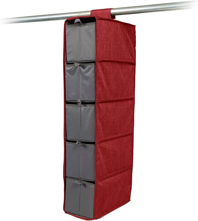 Covermates Hanging Shoe Organizer Set, 7" W x 13.5" D x 34" H, Red Heather | durable polyester construction, removable trays, 3-year warranty by Covermates
